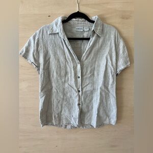 Women’s Short Sleeve Linen Chico’s Blouse (Size 2)